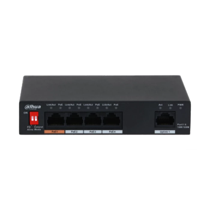sw0005.webp سوئیچ 5 پورت مگابیتی و دسکتاپ داهوا مدل PFS3005-4ET-60 - تصویر 1